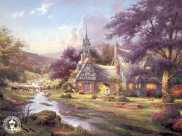 Thorin & Co arrive at Smarmdell, Kinkade style.